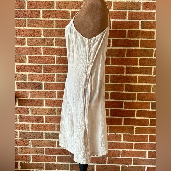 péro Cotton Silk Beige Chemise Dress Scoop Neck Sleeveless Woven Women's Small - Picture 4 of 7